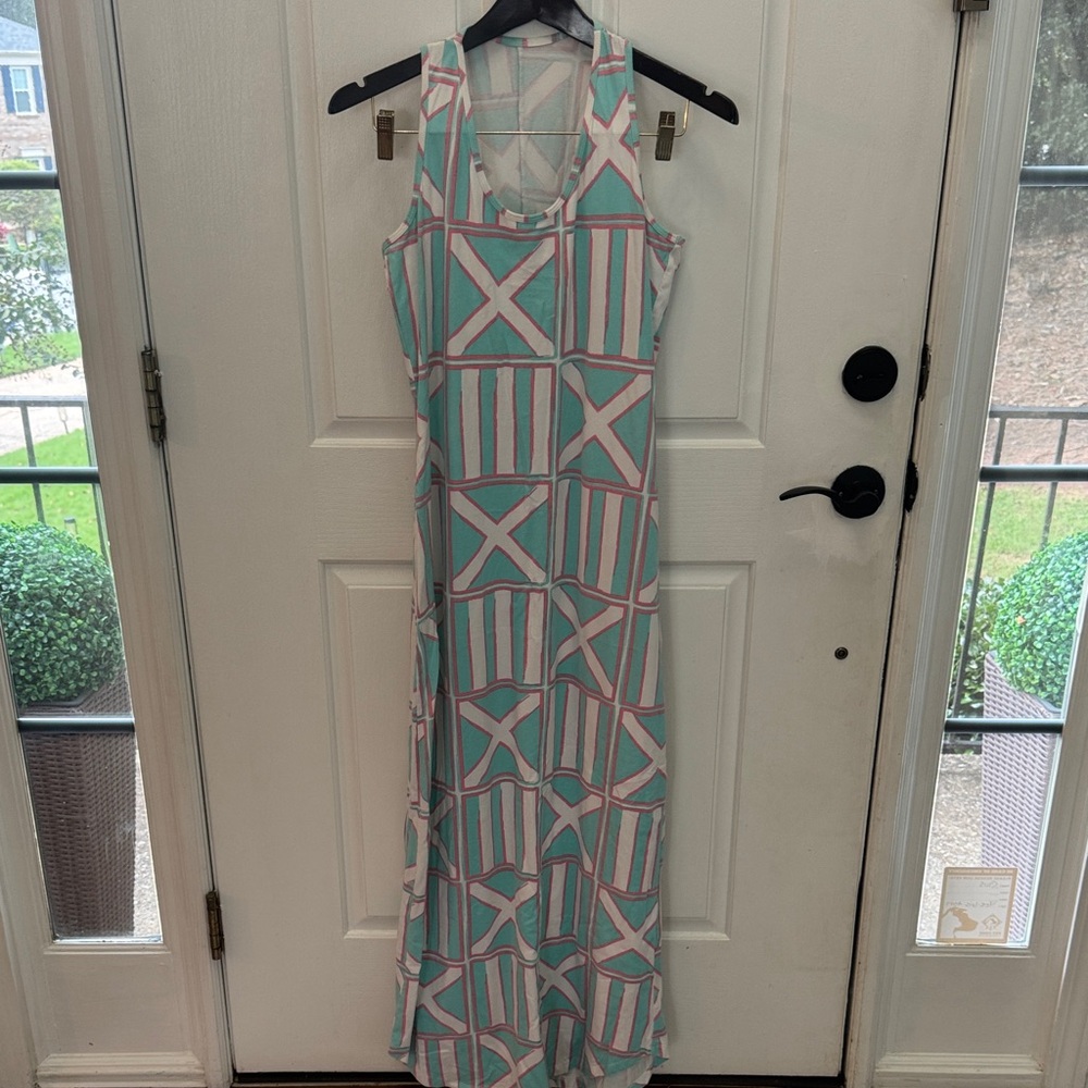 Magi Gold flag  Patterned Maxi Dress
